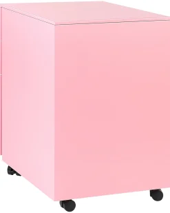 Armario De Metal Rosa Com 3 Gavetas Cami