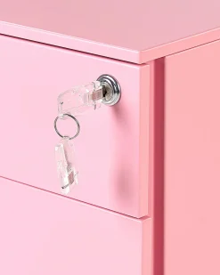 Armario De Metal Rosa Com 3 Gavetas Cami