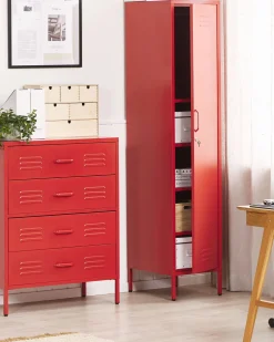 Armario De Metal Vermelho 185 Cm Frome