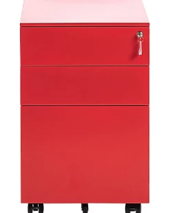 Armario De Metal Vermelho Com 3 Gavetas Cami