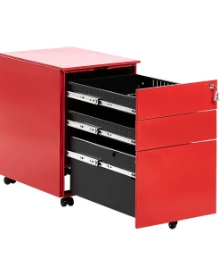 Armario De Metal Vermelho Com 3 Gavetas Cami