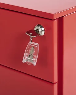 Armario De Metal Vermelho Com 3 Gavetas Cami