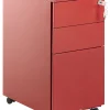 Armario De Metal Vermelho Com 3 Gavetas Bolsena