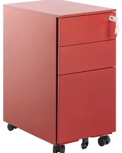 Armario De Metal Vermelho Com 3 Gavetas Bolsena