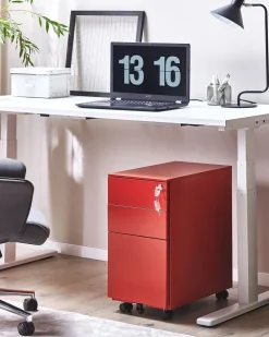 Armario De Metal Vermelho Com 3 Gavetas Bolsena