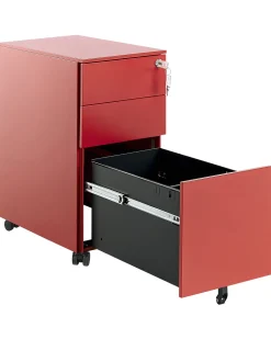 Armario De Metal Vermelho Com 3 Gavetas Bolsena