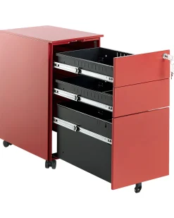 Armario De Metal Vermelho Com 3 Gavetas Bolsena