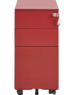 Armario De Metal Vermelho Com 3 Gavetas Bolsena