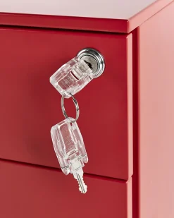 Armario De Metal Vermelho Com 3 Gavetas Bolsena