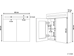 Armario De Parede Com Espelho E Luz Led 60 X 60 Cm Jaramillo