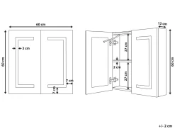 Armario De Parede Com Espelho E Luz Led 60 X 60 Cm Mazarredo