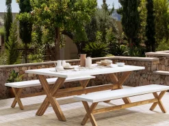 Banco De Jardim Em Fibra De Cimento Branca 200 Cm Olbia