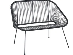 Banco De Jardim Em Rattan Preto 114 Cm Acapulco