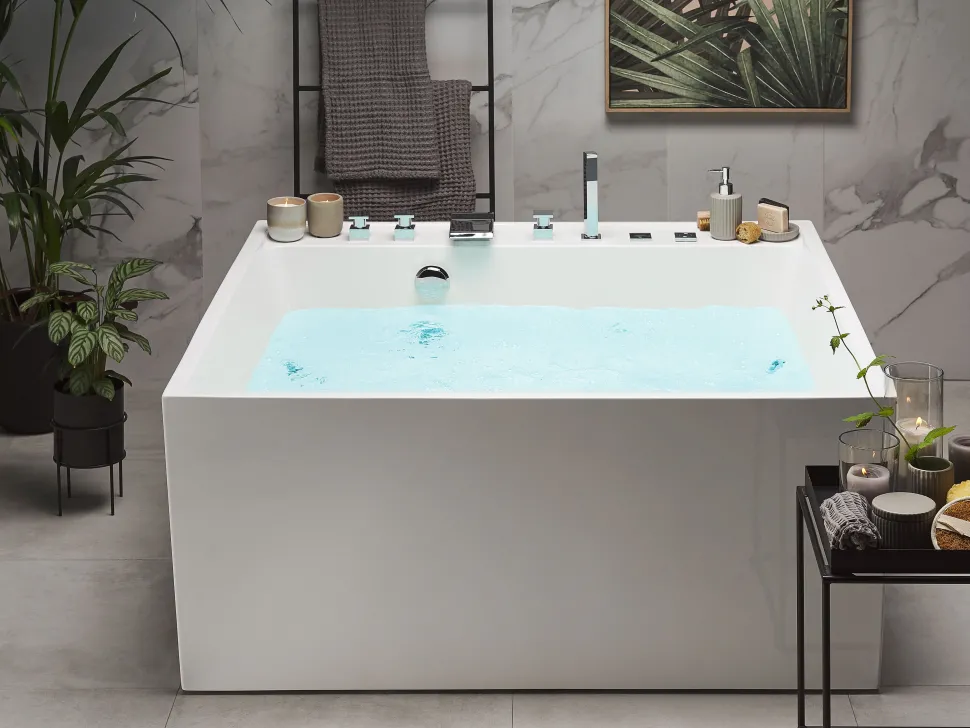 Banheira Autonoma De Hidromassagem Em Acrilico Branco 130 X 130 Cm Tahua
