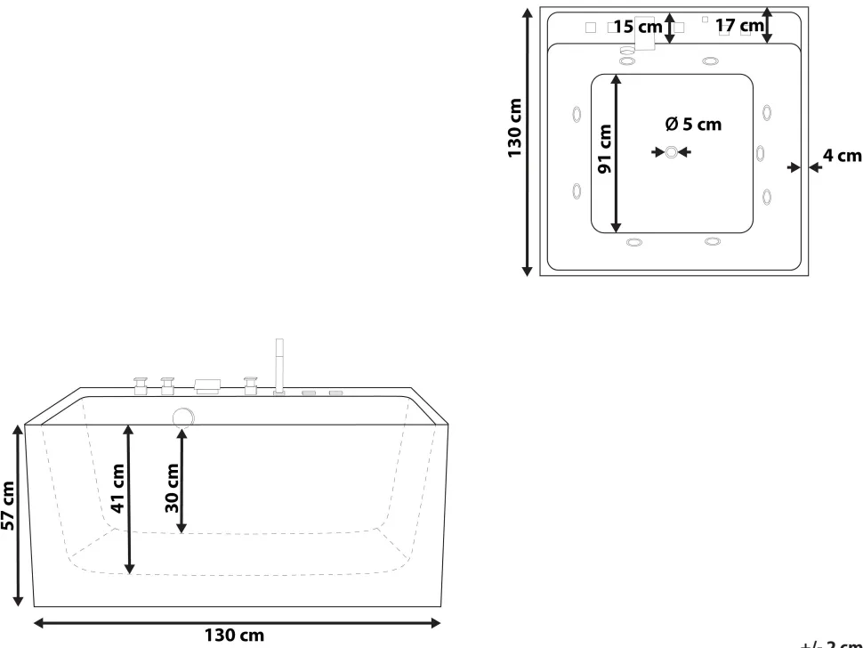 Banheira Autonoma De Hidromassagem Em Acrilico Branco 130 X 130 Cm Tahua