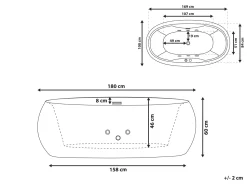 Banheira Autonoma De Hidromassagem Em Acrilico Branco Com Led 180 X 100 Cm Mustique