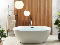 Banheira Autonoma De Hidromassagem Em Acrilico Branco Com Led 170 X 80 Cm Nevis Iii