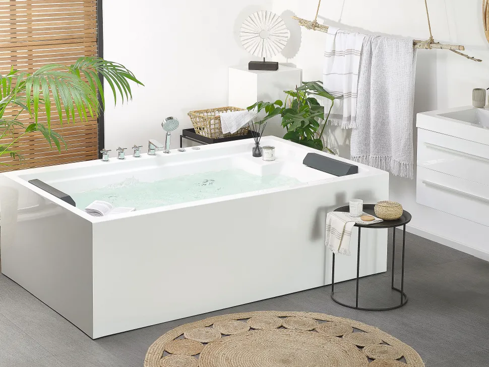 Banheira Autonoma De Hidromassagem Em Acrilico Branco 180 X 110 Cm Saona