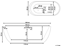 Banheira Autonoma De Hidromassagem Em Acrilico Branco Com Led 170 X 80 Cm Nevis