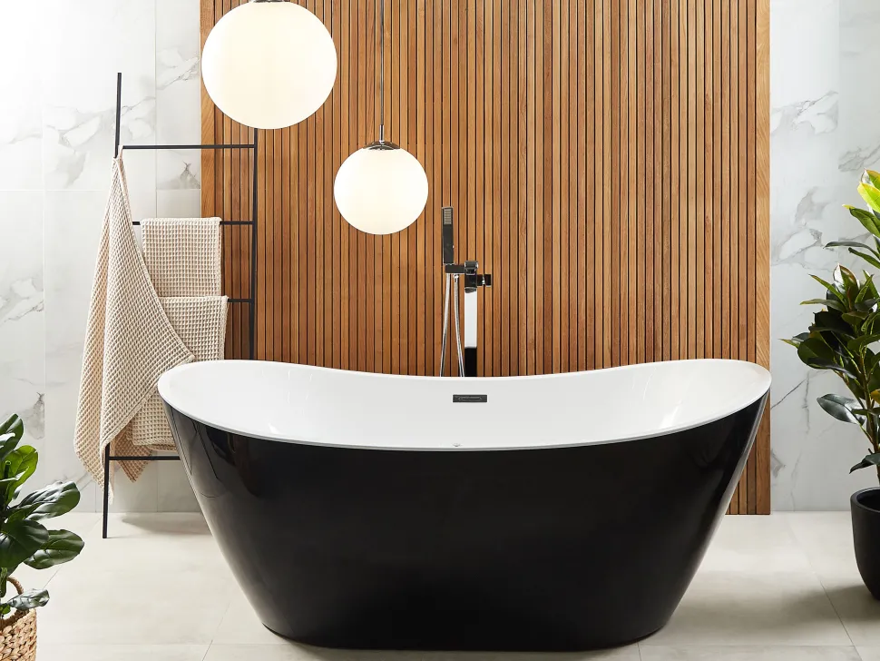 Banheira Autonoma De Hidromassagem Em Acrilico Preto Com Led 180 X 85 Cm Antigua