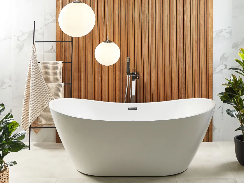 Banheira Autonoma De Hidromassagem Em Acrilico Branco Com Led 180 X 85 Cm Antigua