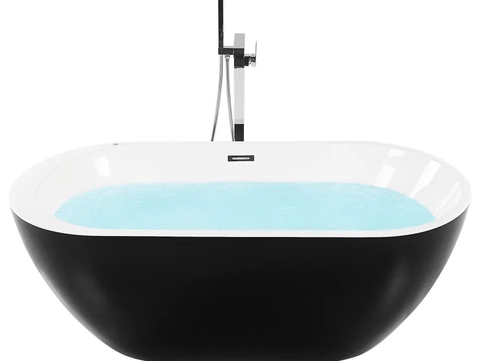 Banheira Autonoma De Hidromassagem Em Acrilico Preto Com Led 170 X 80 Cm Nevis Iii