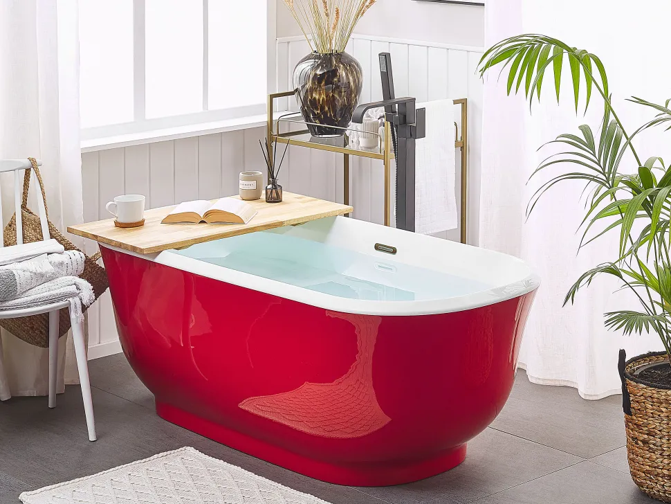 Banheira Autonoma Em Acrilico Vermelho 170 X 77 Cm Tesoro