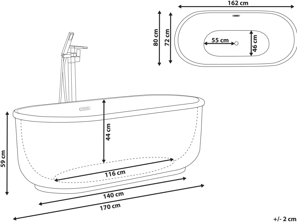 Banheira Autonoma Em Acrilico Dourado 170 X 80 Cm Pinel