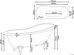 Banheira Autonoma Em Acrilico Branco 170 X 76 Cm Cayman