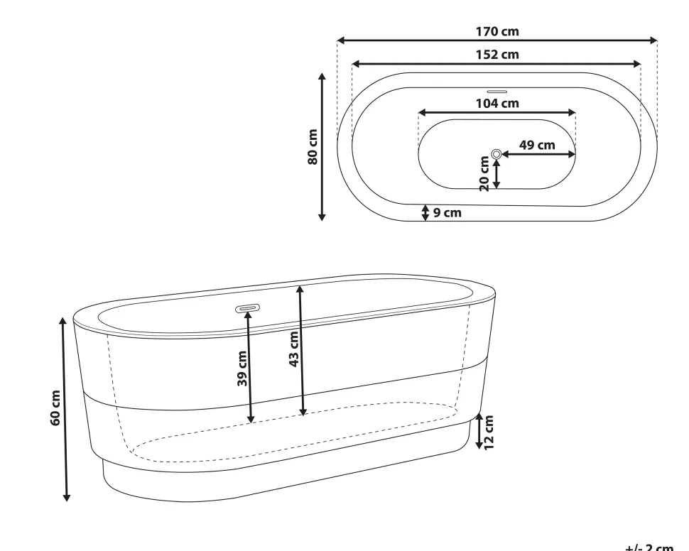 Banheira Autonoma Em Acrilico Branco Com Chuveiro 170 X 80 Cm Empresa