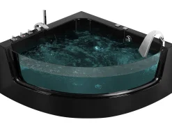 Banheira De Hidromassagem De Canto Em Acrilico Preto Com Led 190 X 135 Cm Marina