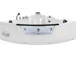 Banheira De Hidromassagem De Canto Em Acrilico Branco Com Led 214 X 155 Cm Martinica