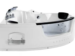 Banheira De Hidromassagem De Canto Em Acrilico Branco Com Led 214 X 155 Cm Martinica