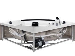 Banheira De Hidromassagem De Canto Em Acrilico Branco Com Led 214 X 155 Cm Martinica