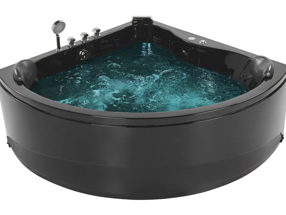 Banheira De Hidromassagem De Canto Em Acrilico Preto Com Led 140 X 140 Cm Baracoa