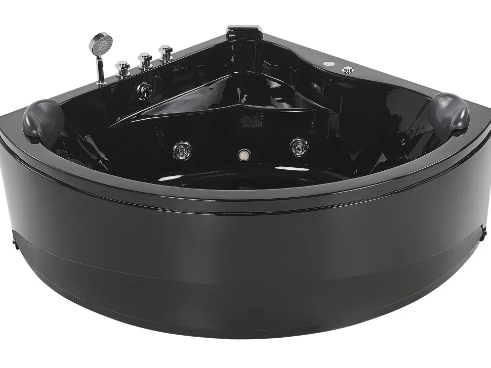 Banheira De Hidromassagem De Canto Em Acrilico Preto Com Led 140 X 140 Cm Baracoa