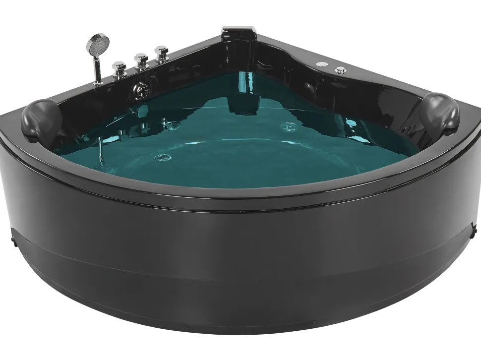 Banheira De Hidromassagem De Canto Em Acrilico Preto Com Led 140 X 140 Cm Baracoa