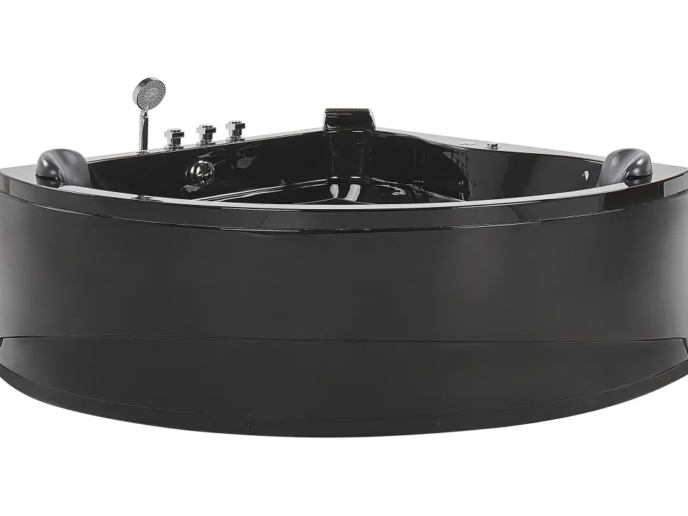 Banheira De Hidromassagem De Canto Em Acrilico Preto Com Led 140 X 140 Cm Baracoa