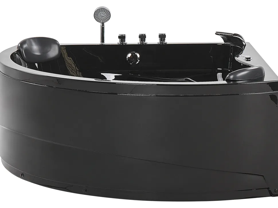 Banheira De Hidromassagem De Canto Em Acrilico Preto Com Led 140 X 140 Cm Baracoa