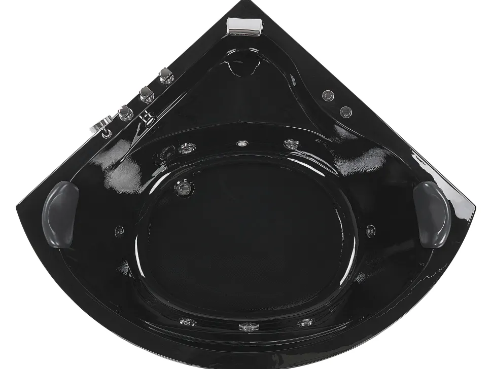 Banheira De Hidromassagem De Canto Em Acrilico Preto Com Led 140 X 140 Cm Baracoa