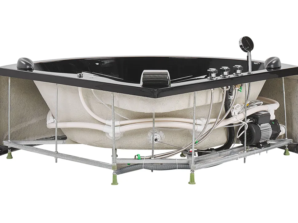 Banheira De Hidromassagem De Canto Em Acrilico Preto Com Led 140 X 140 Cm Baracoa