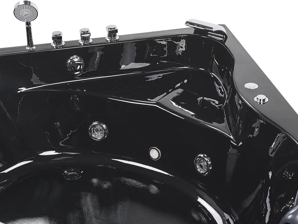 Banheira De Hidromassagem De Canto Em Acrilico Preto Com Led 140 X 140 Cm Baracoa