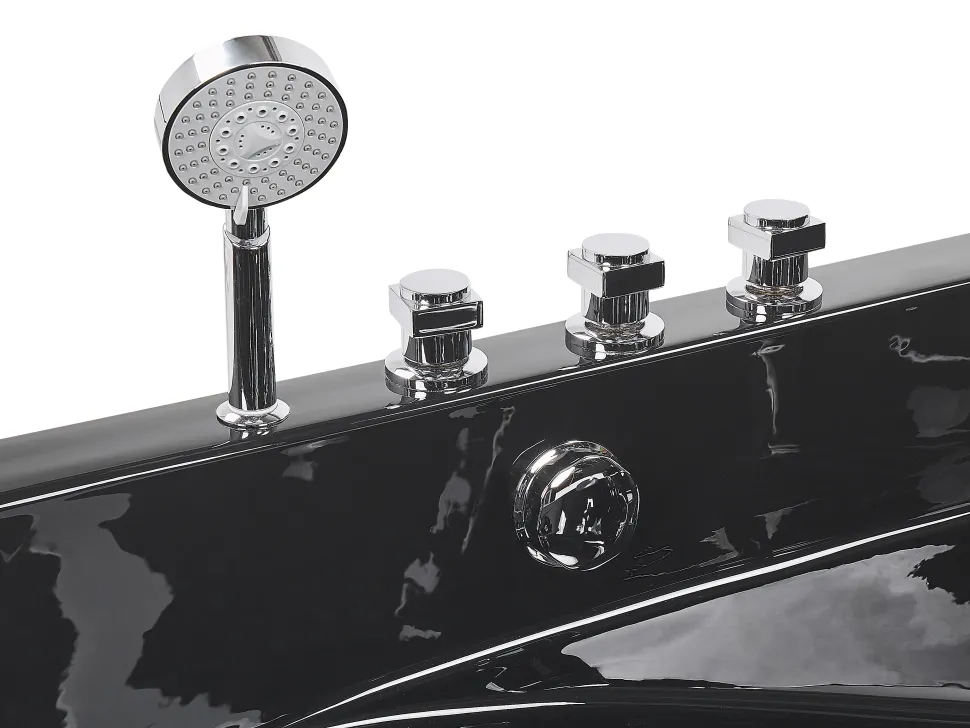 Banheira De Hidromassagem De Canto Em Acrilico Preto Com Led 140 X 140 Cm Baracoa