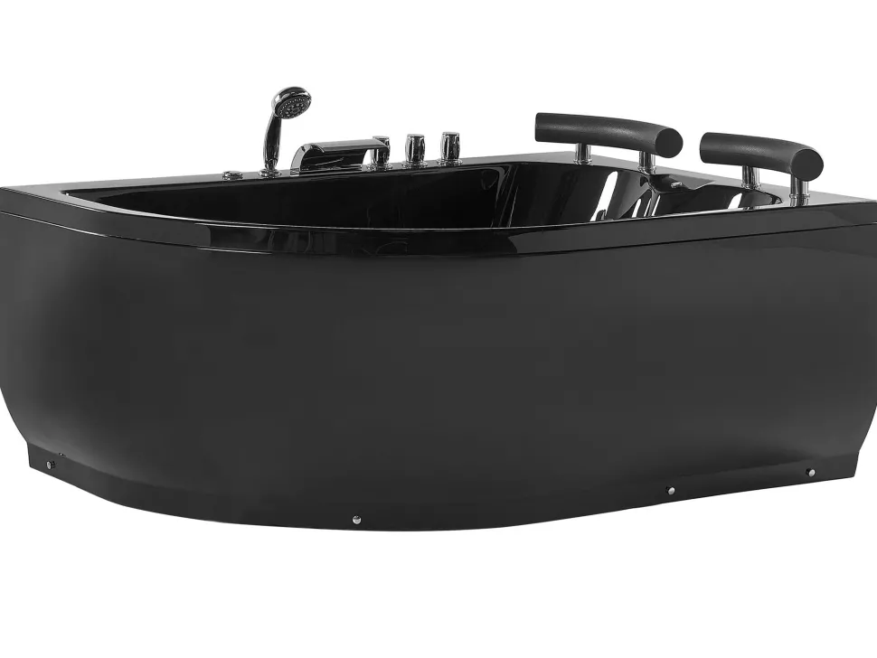 Banheira De Hidromassagem De Canto Versao A Esquerda Em Acrilico Preto Com Led 160 X 113 Cm Paradiso
