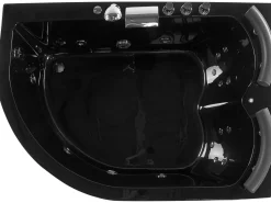 Banheira De Hidromassagem De Canto Versao A Esquerda Em Acrilico Preto Com Led 160 X 113 Cm Paradiso