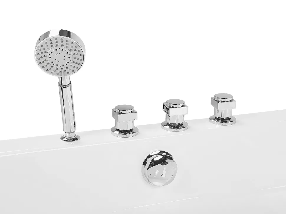 Banheira De Hidromassagem De Canto Em Acrilico Branco Com Led 140 X 140 Cm Baracoa