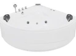 Banheira De Hidromassagem De Canto Em Acrilico Branco Com Led 140 X 140 Cm Baracoa