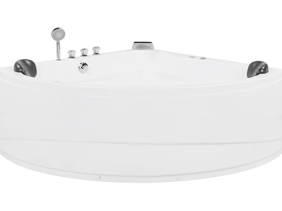 Banheira De Hidromassagem De Canto Em Acrilico Branco Com Led 140 X 140 Cm Baracoa