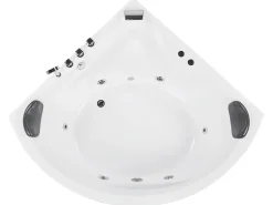 Banheira De Hidromassagem De Canto Em Acrilico Branco Com Led 140 X 140 Cm Baracoa