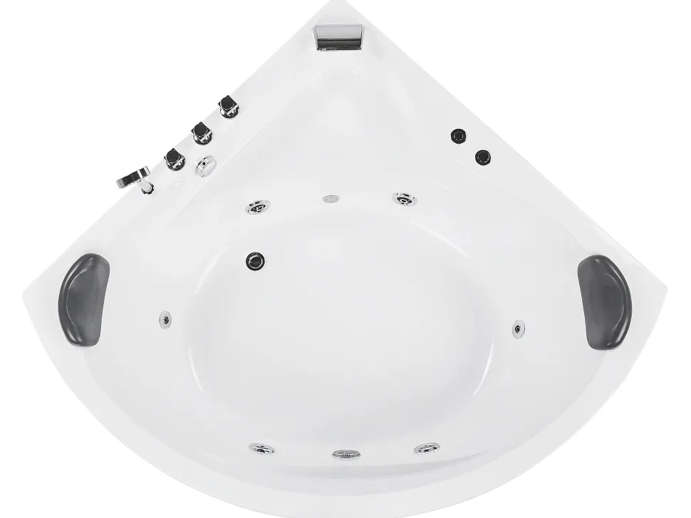 Banheira De Hidromassagem De Canto Em Acrilico Branco Com Led 140 X 140 Cm Baracoa